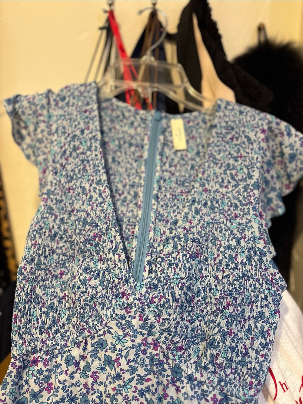 Spell brand Light Blue and Pink Floral Smocked Women's Palazzo Jumpsuit